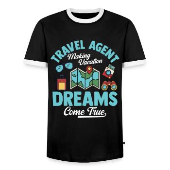 Making Vacation Dreams Come True - Reisebüro - Männer Kontrast-T-Shirt - Schwarz/Weiß - Vorne - AI Model Female 172 light (172cm) & AI Model Male 178 light (178cm)