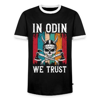 In Odin We Trust Viking - Männer Kontrast-T-Shirt - Schwarz/Weiß - Vorne - AI Model Female 172 light (172cm) & AI Model Male 178 light (178cm)