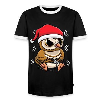 Owl playing video games - Men's Ringer Shirt - black/white - Front - AI Model Female 172 light (172cm) & AI Model Male 178 light (178cm)