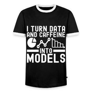 Analyste de données en science des données - T-shirt contrasté Homme - noir/blanc - Devant - AI Model Female 172 light (172cm) & AI Model Male 178 light (178cm)