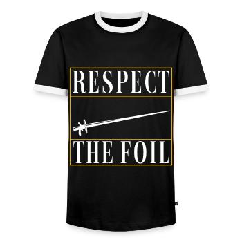 Fencing Fencing - Men's Ringer Shirt - black/white - Front - AI Model Female 172 light (172cm) & AI Model Male 178 light (178cm)