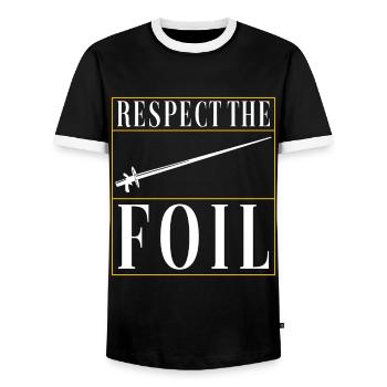 Fencing Fencing - Men's Ringer Shirt - black/white - Front - AI Model Female 172 light (172cm) & AI Model Male 178 light (178cm)