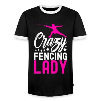 Fencing Fencing - Men's Ringer Shirt - black/white - Front - AI Model Female 172 light (172cm) & AI Model Male 178 light (178cm)