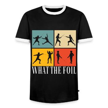 Fencing Fencing - Men's Ringer Shirt - black/white - Front - AI Model Female 172 light (172cm) & AI Model Male 178 light (178cm)
