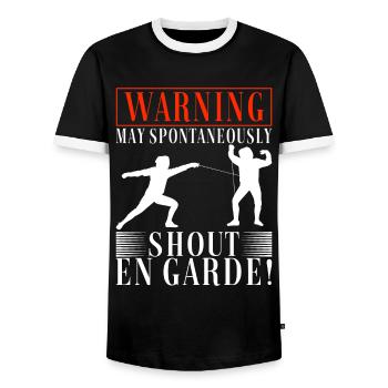 Fencing Fencing - Men's Ringer Shirt - black/white - Front - AI Model Female 172 light (172cm) & AI Model Male 178 light (178cm)