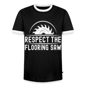 Tiler Floor Layer - Men's Ringer Shirt - black/white - Front - AI Model Female 172 light (172cm) & AI Model Male 178 light (178cm)
