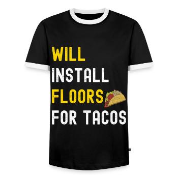 Tiler Floor Layer - Men's Ringer Shirt - black/white - Front - AI Model Female 172 light (172cm) & AI Model Male 178 light (178cm)