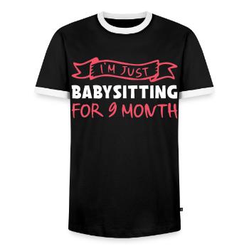 Je fais juste du baby-sitting pendant 9 mois - mère porteuse - T-shirt contrasté Homme - noir/blanc - Devant - AI Model Female 172 light (172cm) & AI Model Male 178 light (178cm)