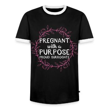 Pregnant With A Purpose Proud Leihmutter - Männer Kontrast-T-Shirt - Schwarz/Weiß - Vorne - AI Model Female 172 light (172cm) & AI Model Male 178 light (178cm)