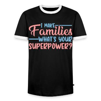 I Make Families - Whats Your Superpower? - - Männer Kontrast-T-Shirt - Schwarz/Weiß - Vorne - AI Model Female 172 light (172cm) & AI Model Male 178 light (178cm)