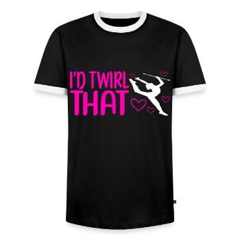 Majorette Gymnastics Majorettes Baton Twirling - Men's Ringer Shirt - black/white - Front - AI Model Female 172 light (172cm) & AI Model Male 178 light (178cm)
