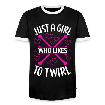 Majorette Gymnastics Majorettes Baton Twirling - Men's Ringer Shirt - black/white - Front - AI Model Female 172 light (172cm) & AI Model Male 178 light (178cm)