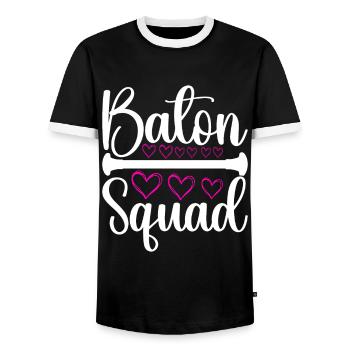Majorette Gymnastics Majorettes Baton Twirling - Men's Ringer Shirt - black/white - Front - AI Model Female 172 light (172cm) & AI Model Male 178 light (178cm)