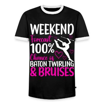 Majorette Gymnastics Majorettes Baton Twirling - Men's Ringer Shirt - black/white - Front - AI Model Female 172 light (172cm) & AI Model Male 178 light (178cm)