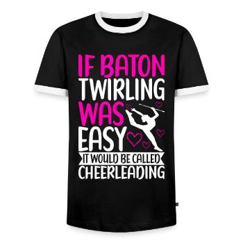 Majorette Gymnastics Majorettes Baton Twirling - Men's Ringer Shirt - black/white - Front - AI Model Female 172 light (172cm) & AI Model Male 178 light (178cm)
