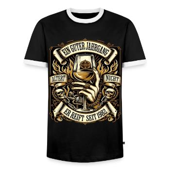 1982 Geburtstag Biker Ein Guter Jahrgang Altert - Männer Kontrast-T-Shirt - Schwarz/Weiß - Vorne - AI Model Female 172 light (172cm) & AI Model Male 178 light (178cm)