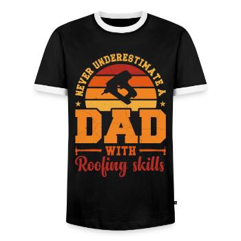 Husband Dad Hero Retro Roofer - Männer Kontrast-T-Shirt - Schwarz/Weiß - Vorne - AI Model Female 172 light (172cm) & AI Model Male 178 light (178cm)
