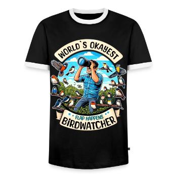 Weltbester Okayer Birdwatcher Vogelbeobachtung - Männer Kontrast-T-Shirt - Schwarz/Weiß - Vorne - AI Model Female 172 light (172cm) & AI Model Male 178 light (178cm)