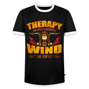 La thérapie coûte cher - Wind Is Free Biker - T-shirt contrasté Homme - noir/blanc - Devant - AI Model Female 172 light (172cm) & AI Model Male 178 light (178cm)