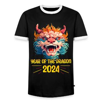Majestätischer Drache 2024 - Mondneujahrsfeier - Männer Kontrast-T-Shirt - Schwarz/Weiß - Vorne - AI Model Female 172 light (172cm) & AI Model Male 178 light (178cm)