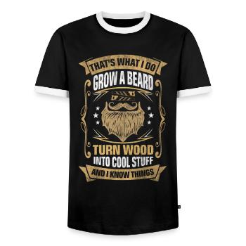 Wood Into Cool Things Carpenter - Men's Ringer Shirt - black/white - Front - AI Model Female 172 light (172cm) & AI Model Male 178 light (178cm)