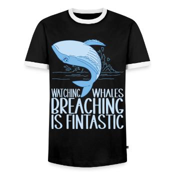 Whales Whale - Men's Ringer Shirt - black/white - Front - AI Model Female 172 light (172cm) & AI Model Male 178 light (178cm)