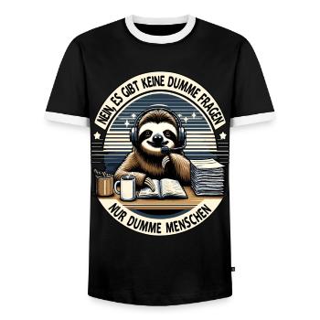 lustiger faLustiger Faultier Spruch keine dumme Fr - Männer Kontrast-T-Shirt - Schwarz/Weiß - Vorne - AI Model Female 172 light (172cm) & AI Model Male 178 light (178cm)