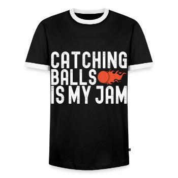 Dodgeball Dodgeball - Men's Ringer Shirt - black/white - Front - AI Model Female 172 light (172cm) & AI Model Male 178 light (178cm)