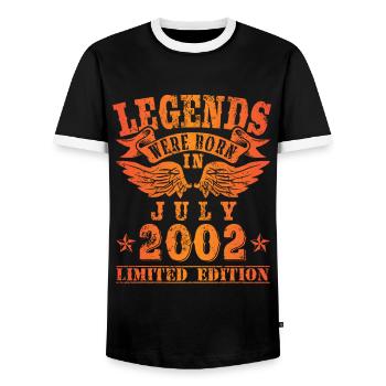 Les légendes sont nées le jour de l'anniversaire de juillet 2002 - T-shirt contrasté Homme - noir/blanc - Devant - AI Model Female 172 light (172cm) & AI Model Male 178 light (178cm)