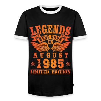 Legends sont nés en Août 1985 Anniversaire - T-shirt contrasté Homme - noir/blanc - Devant - AI Model Female 172 light (172cm) & AI Model Male 178 light (178cm)