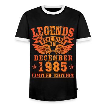 Legends sont nés en Décembre 1985 Anniversaire - T-shirt contrasté Homme - noir/blanc - Devant - AI Model Female 172 light (172cm) & AI Model Male 178 light (178cm)