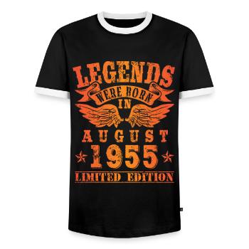 Les légendes sont nées en Août 1955 Anniversaire - T-shirt contrasté Homme - noir/blanc - Devant - AI Model Female 172 light (172cm) & AI Model Male 178 light (178cm)