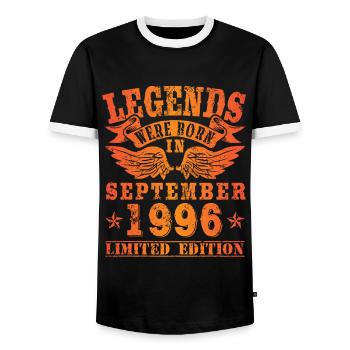 Legends were born in September 1996 Geburtstag - Männer Kontrast-T-Shirt - Schwarz/Weiß - Vorne - AI Model Female 172 light (172cm) & AI Model Male 178 light (178cm)