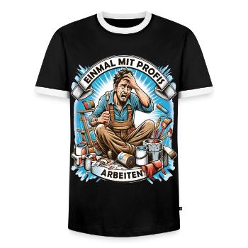 Working with professionals, funny master painter - Men's Ringer Shirt - black/white - Front - AI Model Female 172 light (172cm) & AI Model Male 178 light (178cm)