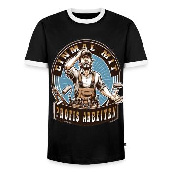 Einmal Mit Profis Arbeiten lustiger Maler-Meister - Männer Kontrast-T-Shirt - Schwarz/Weiß - Vorne - AI Model Female 172 light (172cm) & AI Model Male 178 light (178cm)