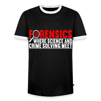 Criminalistique - T-shirt contrasté Homme - noir/blanc - Devant - AI Model Female 172 light (172cm) & AI Model Male 178 light (178cm)