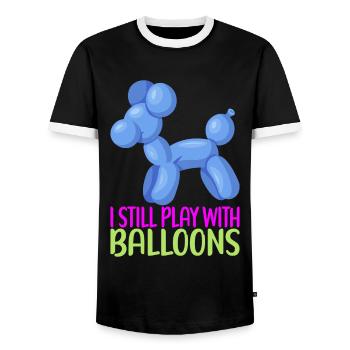 Balloon Animal Balloon Twisting - Men's Ringer Shirt - black/white - Front - AI Model Female 172 light (172cm) & AI Model Male 178 light (178cm)