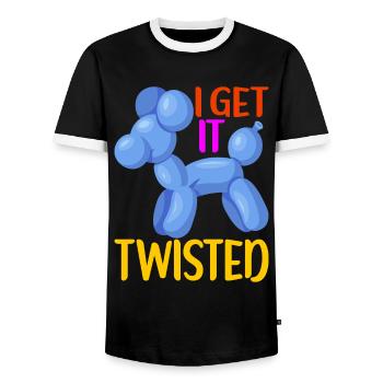 Balloon Animal Balloon Twisting - Men's Ringer Shirt - black/white - Front - AI Model Female 172 light (172cm) & AI Model Male 178 light (178cm)