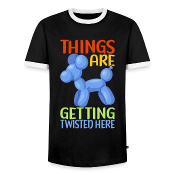 Balloon Animal Balloon Twisting - Men's Ringer Shirt - black/white - Front - AI Model Female 172 light (172cm) & AI Model Male 178 light (178cm)