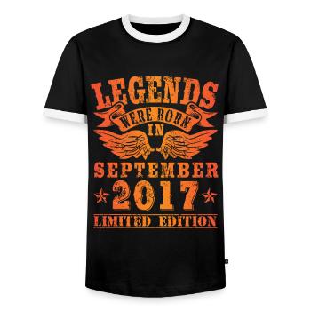 Legends sont nés en Septembre 2017 Anniversaire - T-shirt contrasté Homme - noir/blanc - Devant - AI Model Female 172 light (172cm) & AI Model Male 178 light (178cm)