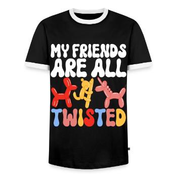 Balloon Animal Balloon Twisting - Men's Ringer Shirt - black/white - Front - AI Model Female 172 light (172cm) & AI Model Male 178 light (178cm)