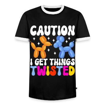 Balloon Animal Balloon Twisting - Men's Ringer Shirt - black/white - Front - AI Model Female 172 light (172cm) & AI Model Male 178 light (178cm)