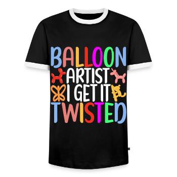 Balloon Animal Balloon Twisting - Men's Ringer Shirt - black/white - Front - AI Model Female 172 light (172cm) & AI Model Male 178 light (178cm)
