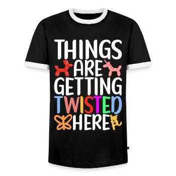Balloon Animal Balloon Twisting - Men's Ringer Shirt - black/white - Front - AI Model Female 172 light (172cm) & AI Model Male 178 light (178cm)