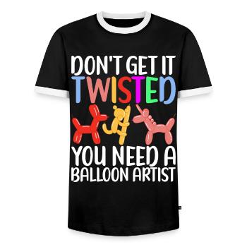 Balloon Animal Balloon Twisting - Men's Ringer Shirt - black/white - Front - AI Model Female 172 light (172cm) & AI Model Male 178 light (178cm)