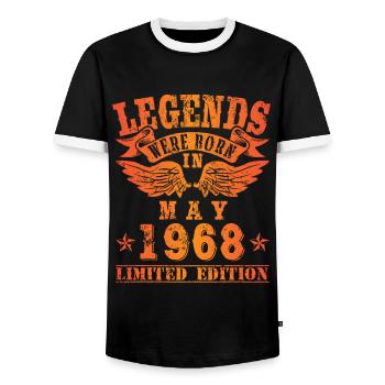 Legends sont nés en mai 1968 Anniversaire - T-shirt contrasté Homme - noir/blanc - Devant - AI Model Female 172 light (172cm) & AI Model Male 178 light (178cm)