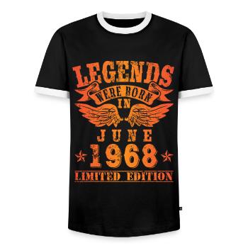 Legends sont nés en juin 1968 Anniversaire - T-shirt contrasté Homme - noir/blanc - Devant - AI Model Female 172 light (172cm) & AI Model Male 178 light (178cm)