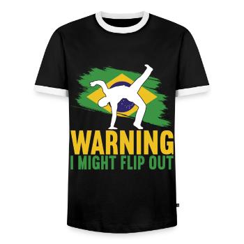 Capoeira Capoeirista - Men's Ringer Shirt - black/white - Front - AI Model Female 172 light (172cm) & AI Model Male 178 light (178cm)