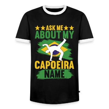 Capoeira Capoeirista - Men's Ringer Shirt - black/white - Front - AI Model Female 172 light (172cm) & AI Model Male 178 light (178cm)