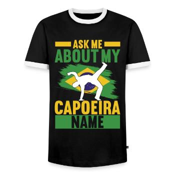 Capoeira Capoeirista - Men's Ringer Shirt - black/white - Front - AI Model Female 172 light (172cm) & AI Model Male 178 light (178cm)